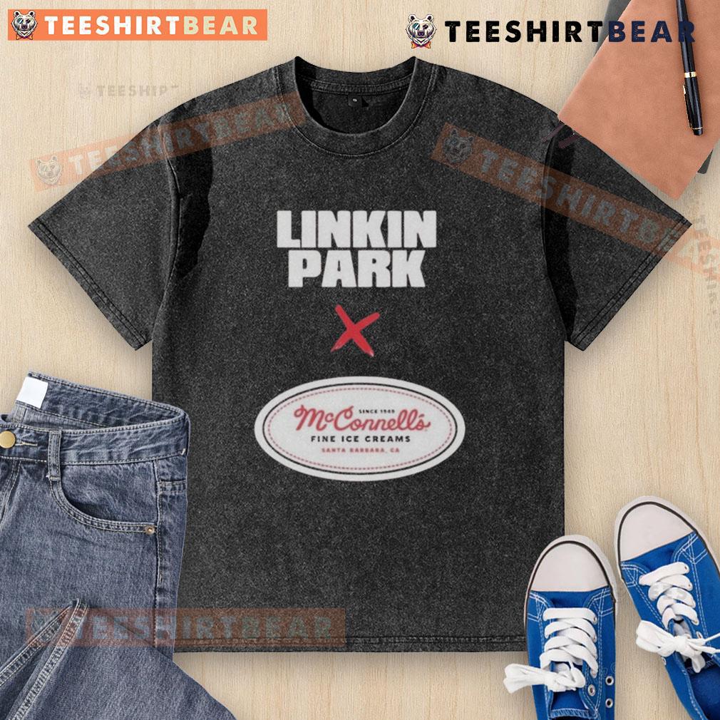 Top Linkin Park x McConnell's logo fine ice creams t-shirt, September 5th, 2025, Santa Barbara, CA, vintage washed style.