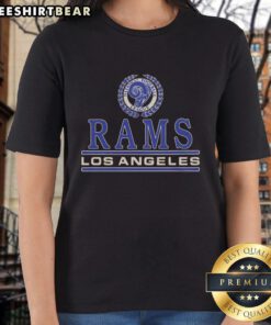 Stylish Top Los Angeles Rams Crest Ladies Tee featuring team colors and logo, perfect for female fans and casual wear.