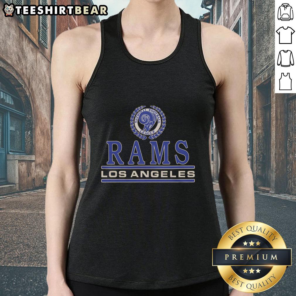 Top Los Angeles Rams crest tank top featuring the team's logo, perfect for fans looking for stylish game day apparel.