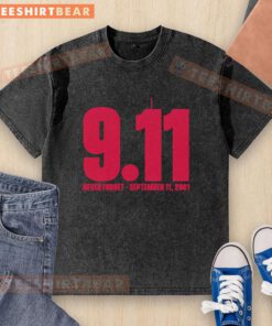 Ohio State Buckeyes washed t-shirt featuring 'Never Forget 9/11' design, perfect for fans honoring this important day.