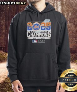 New York Mets 2025 MLB Postseason NL Division Series Champions hoodie celebration featuring fans and team colors.