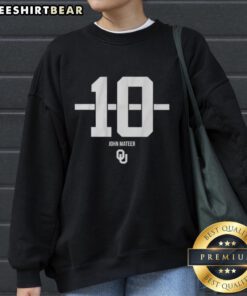 Top Oklahoma Sooners Football John Mateer 10 Stripe Sweatshirt featuring team colors and logo for ultimate fan style.
