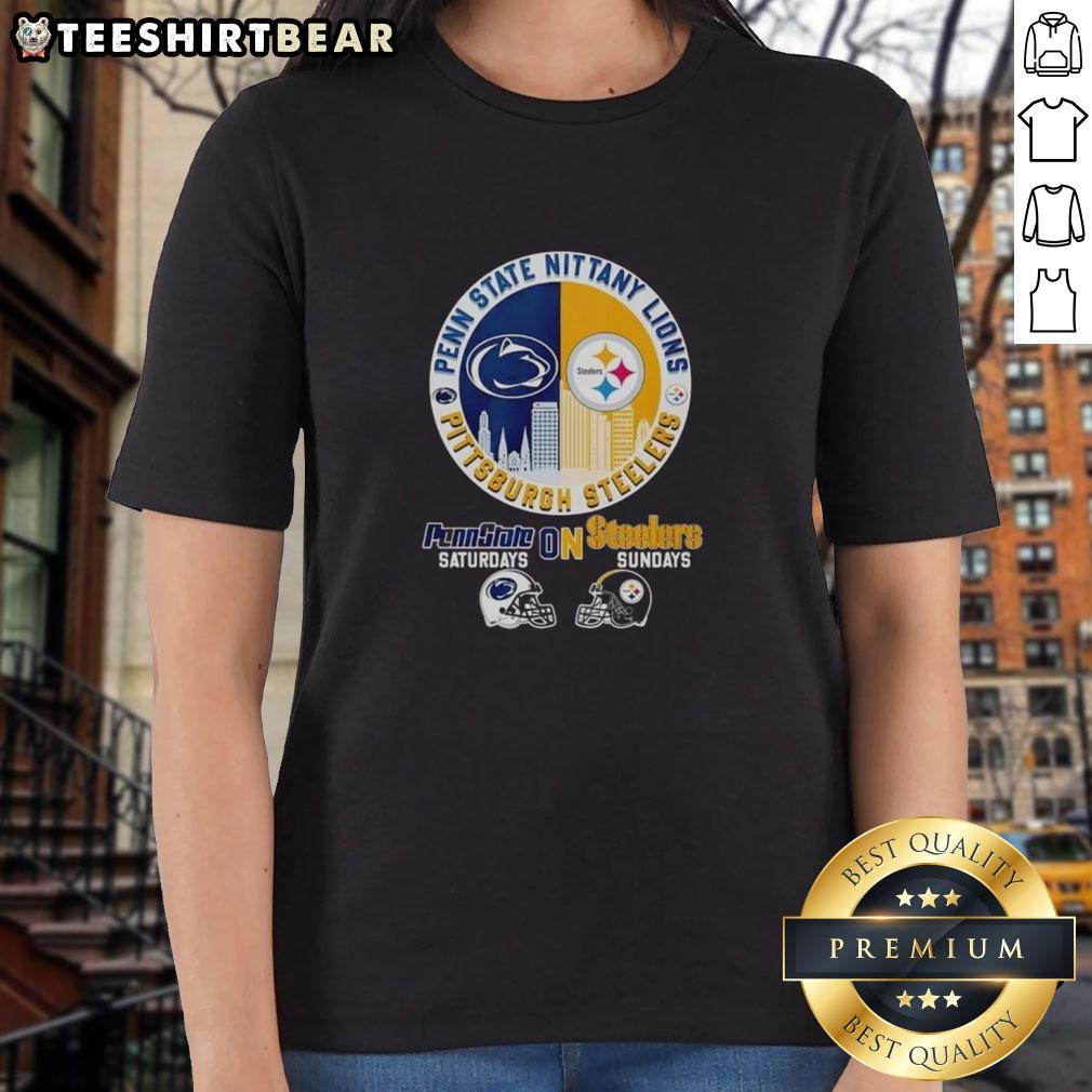 Top Penn State vs Steelers ladies tee showcasing dual pride for Pennsylvania sports teams in stylish design.