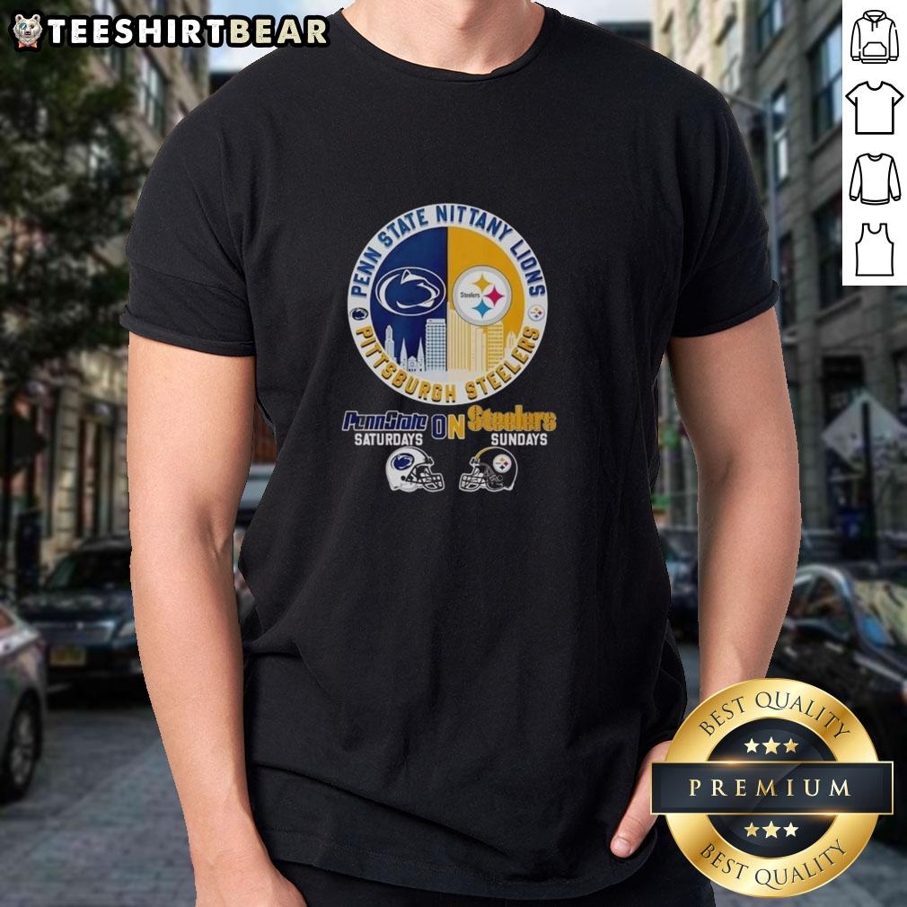 Top Penn State vs Steelers t-shirt showcasing Pennsylvania pride with bold graphics and colors celebrating both teams.