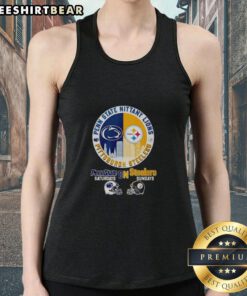 Stylish tank top featuring Penn State and Steelers logos, celebrating two Pennsylvania prides in one design.