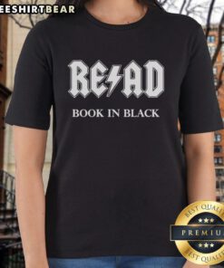 Top READ Book in Black X ACDC Ladies Tee featuring a stylish design perfect for music lovers and book enthusiasts.