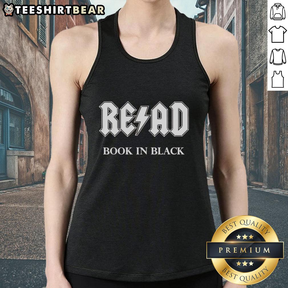 Top READ Book in Black X ACDC Tank Top featuring bold graphics and a stylish design for music fans and fashion lovers.