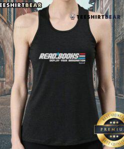 Top-read books design on a stylish tank top, featuring the phrase 'Deploy Your Imagination' for book lovers.