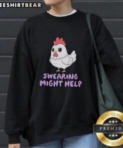 Funny top rooster swearing graphic on a cozy chicken sweatshirt, perfect for poultry lovers and humor enthusiasts.