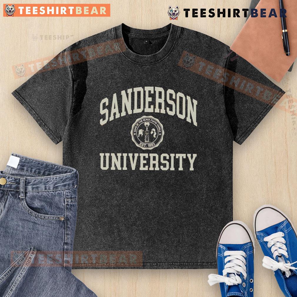Top Sanderson University washed t-shirt in navy blue, featuring the university logo, perfect for casual wear.