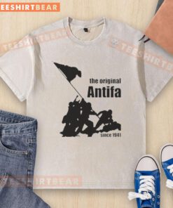 Alt Text: Top-The-Original-Antifa-Since-1941 washed t-shirt featuring bold anti-fascist graphics and comfortable fit.