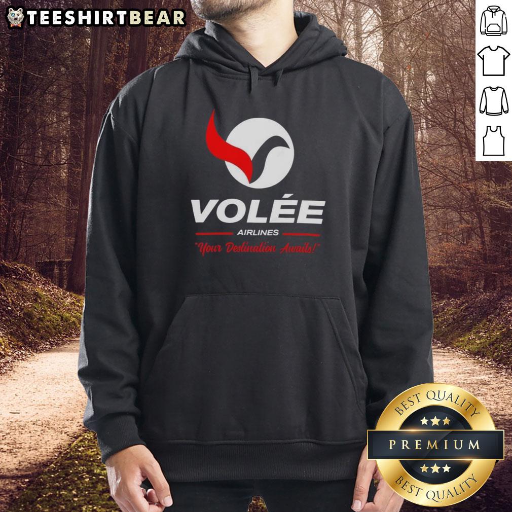 Top Volee Airlines logo hoodie showcasing stylish design for travel enthusiasts. Your destination awaits!