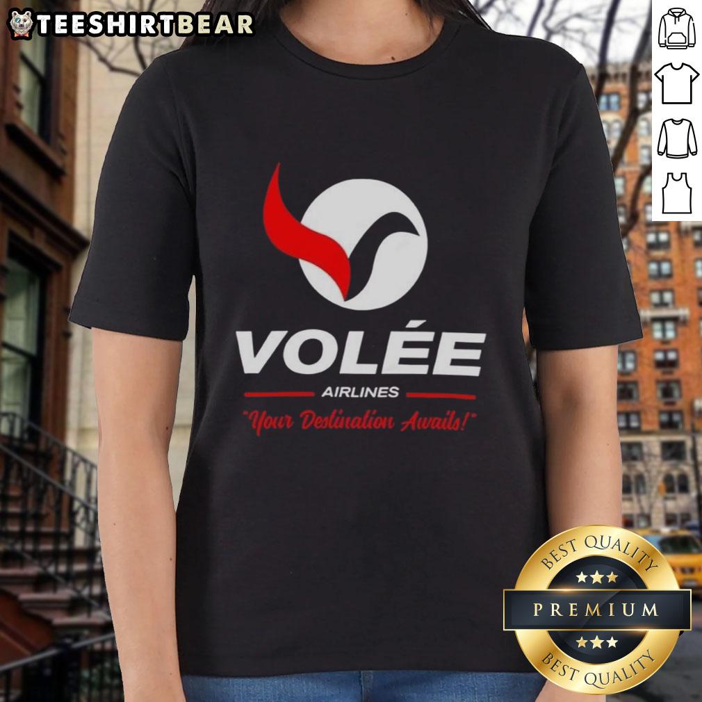 Top Volee Airlines logo on a stylish ladies tee, perfect for travel enthusiasts. Your destination awaits!
