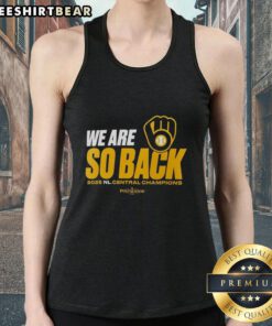 Milwaukee Brewers 2025 NL Central Champions tank top celebrating postseason victory with bold graphic design.