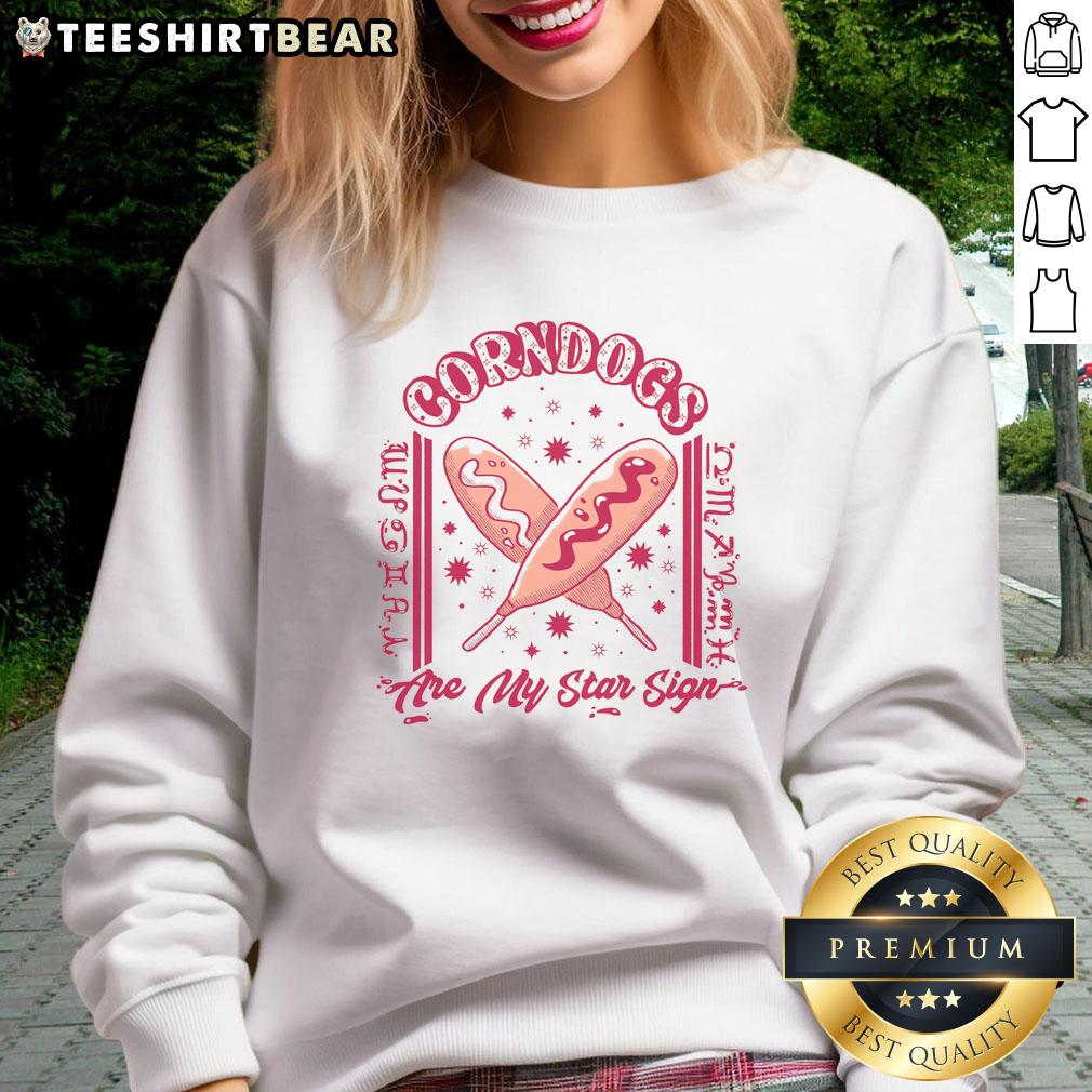 Awesome corndogs zodiac sweatshirt featuring playful corndog graphics, perfect for corndog lovers and astrology fans.