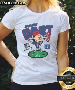 Awesome homage Jaxson Dart Ash New York Giants caricature ladies tee featuring a vibrant design for fans.