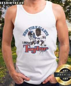 Awesome homage to Lawrence Taylor in a classic caricature tank top for New York Giants fans and memorabilia collectors.