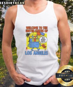 Awesome welcome tank top featuring 'United States of Ice, Keep Out Los Angeles' design for casual summer wear.