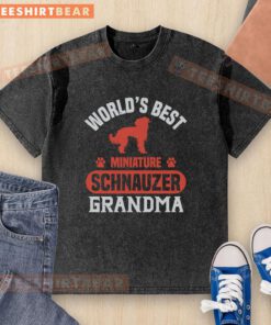 Alt Text: Awesome World's Best Miniature Schnauzer Grandma T-Shirt, featuring a cute schnauzer graphic on a soft fabric.