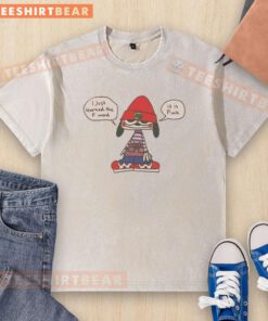 Cute Parappa the Rapper 'I Just Learned The F Word' washed T-shirt design featuring vibrant colors and playful graphics.