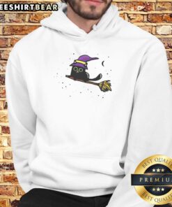 Cute witchy kitty Halloween hoodie featuring a playful cat design, perfect for festive fall celebrations and spooky season fun.