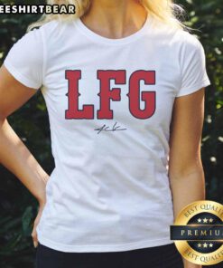 Good Alex Cora Boston Red Sox LFG signature ladies tee showcasing a stylish design for female fans.