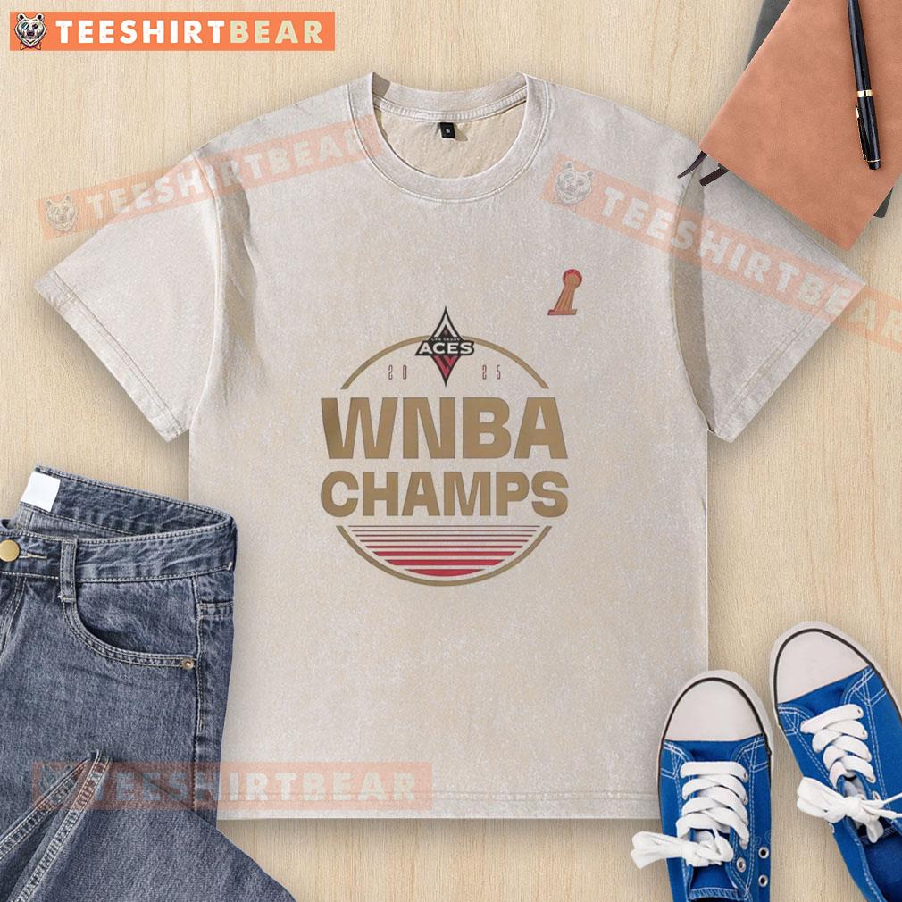Good Las Vegas Aces 2025 WNBA Finals Champion washed t-shirt featuring team logo and celebratory design.