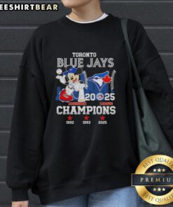 Good Mickey Toronto Blue Jays 2025 American League Champions sweatshirt featuring a bold design celebrating 3x victories.