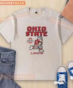 Retro Ohio State Buckeyes Football Jeremiah Smith Washed T-Shirt in scarlet, perfect for fans and game day wear.