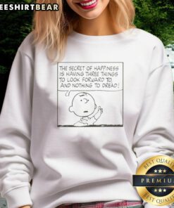 Good Peanuts Charlie Brown Secret of Happiness sweatshirt featuring a cheerful design and iconic characters from Peanuts.
