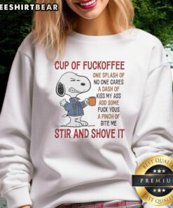 Good Snoopy Cup of Fuckoffee sweatshirt featuring a playful design perfect for coffee lovers and fans of Snoopy.