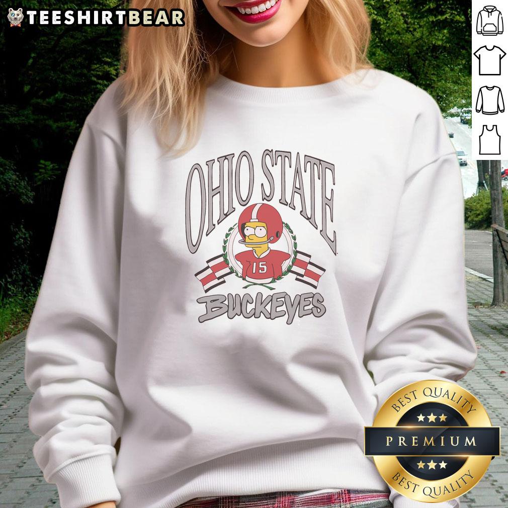 Good The Simpsons Bart X Ohio State sweatshirt featuring vibrant graphics of Bart Simpson in a stylish athletic design.