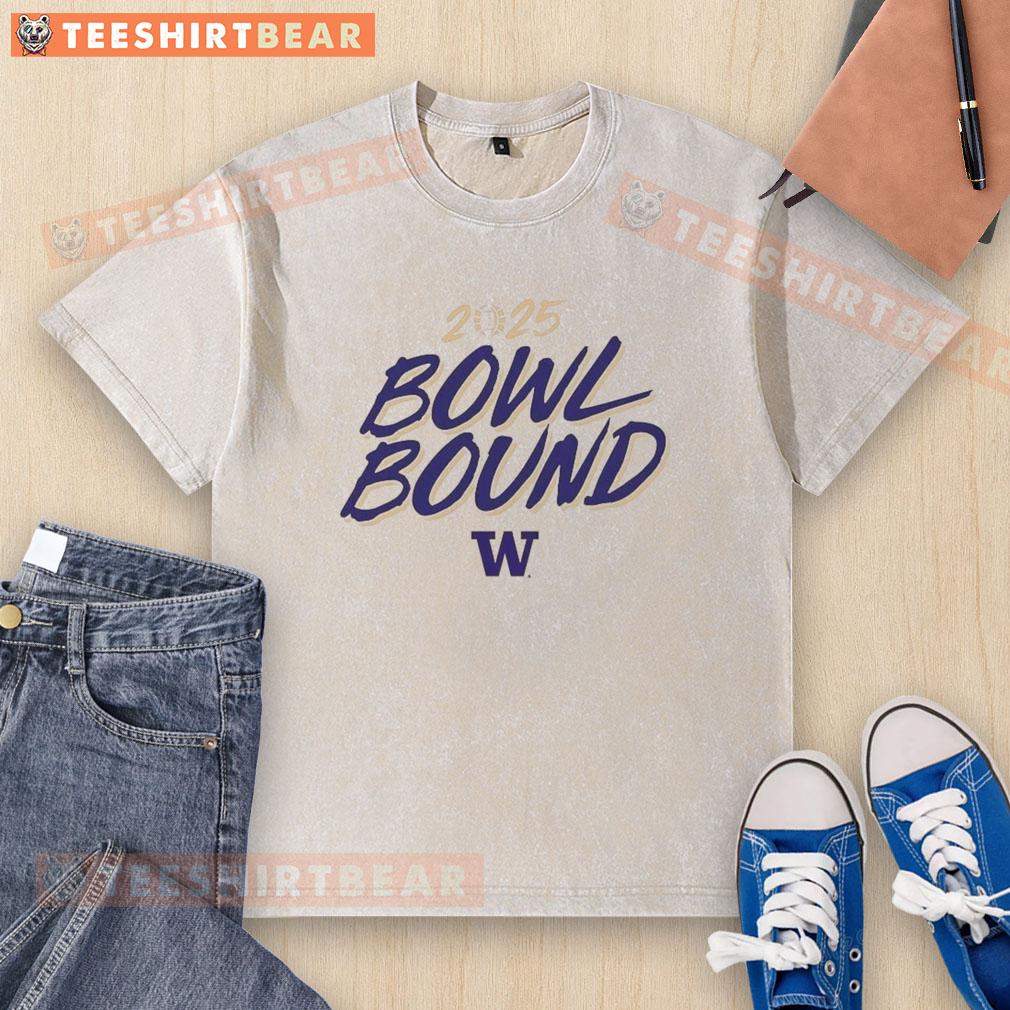 Good Washington Huskies Football 2025 Bowl Bound washed t-shirt featuring team logo and vibrant colors for fans.