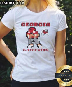 Alt Text: Nice Georgia Bulldogs Football Gunner Stockton Retro Baller Ladies Tee in stylish design for fans.