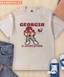 Retro Baller washed t-shirt featuring Gunner Stockton and Georgia Bulldogs football logo, perfect for fans.