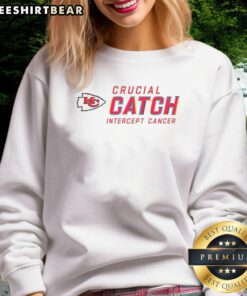 Nice Kansas City Chiefs Crucial Catch Intercept Cancer Sweatshirt in vibrant colors, perfect for football fans supporting cancer awareness.