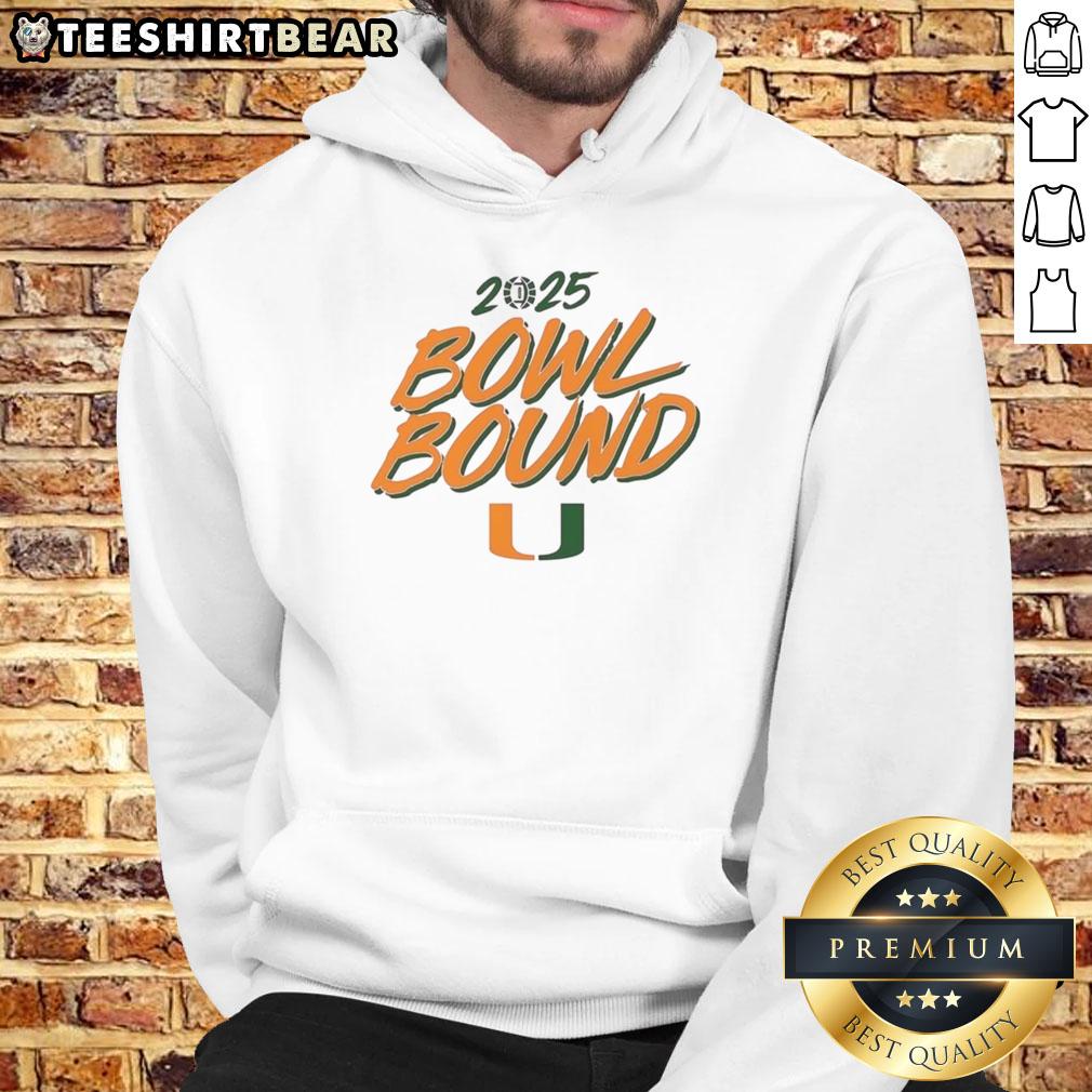 Alt Text: Nice Miami Hurricanes Football 2025 Bowl Bound Hoodie featuring team colors and logo, perfect for fans.