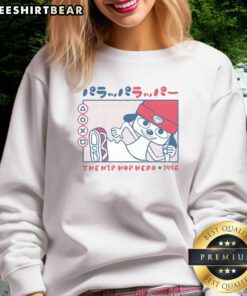 Alt Text: Nice Rappa Dog The Hip Hop Hero 1996 Sweatshirt featuring vibrant graphics of a dog in hip-hop style.