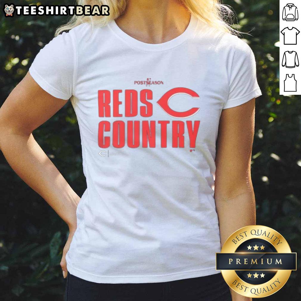 Nice Reds Cincinnati Reds Baseball 2025 MLB Postseason Ladies Tee, featuring a stylish design in vibrant red color.