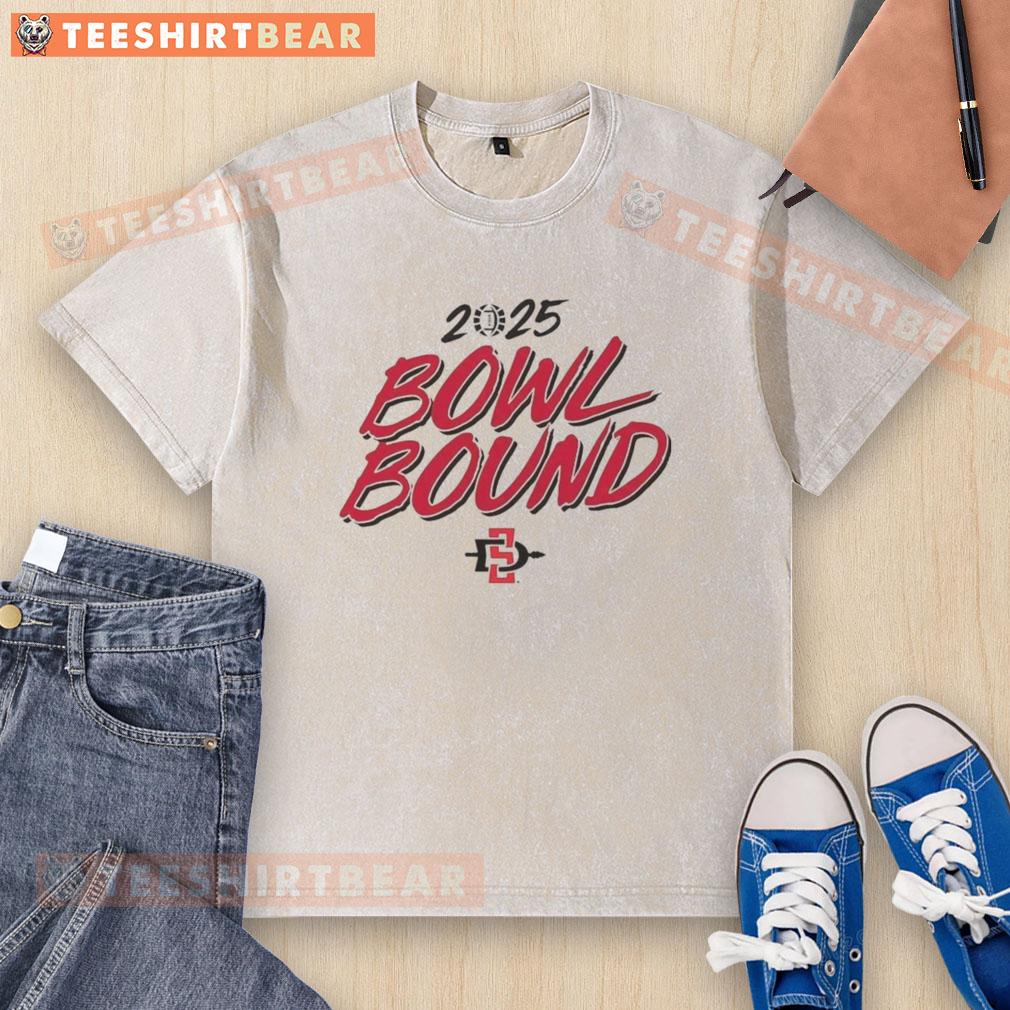 San Diego State Aztecs Football 2025 Bowl Bound washed t-shirt featuring team colors and logo for fans.