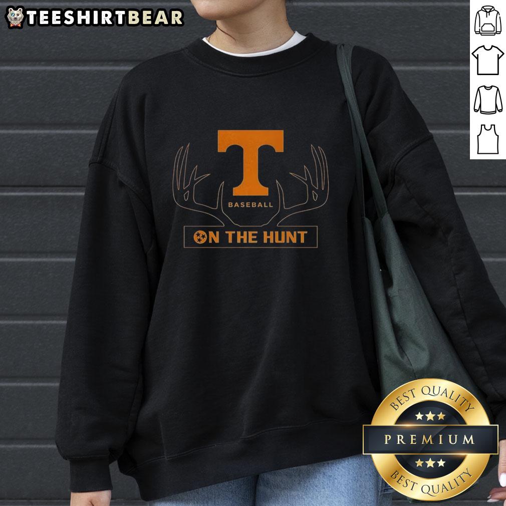 Alt Text: Tennessee Volunteers baseball sweatshirt featuring a deer antlers logo, perfect for fans and outdoor enthusiasts.