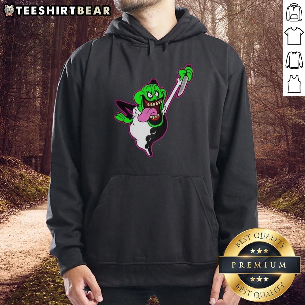 Nice The Real Clownbusters Slimer Ghostbusters parody Halloween hoodie featuring a fun, colorful design and spooky elements.