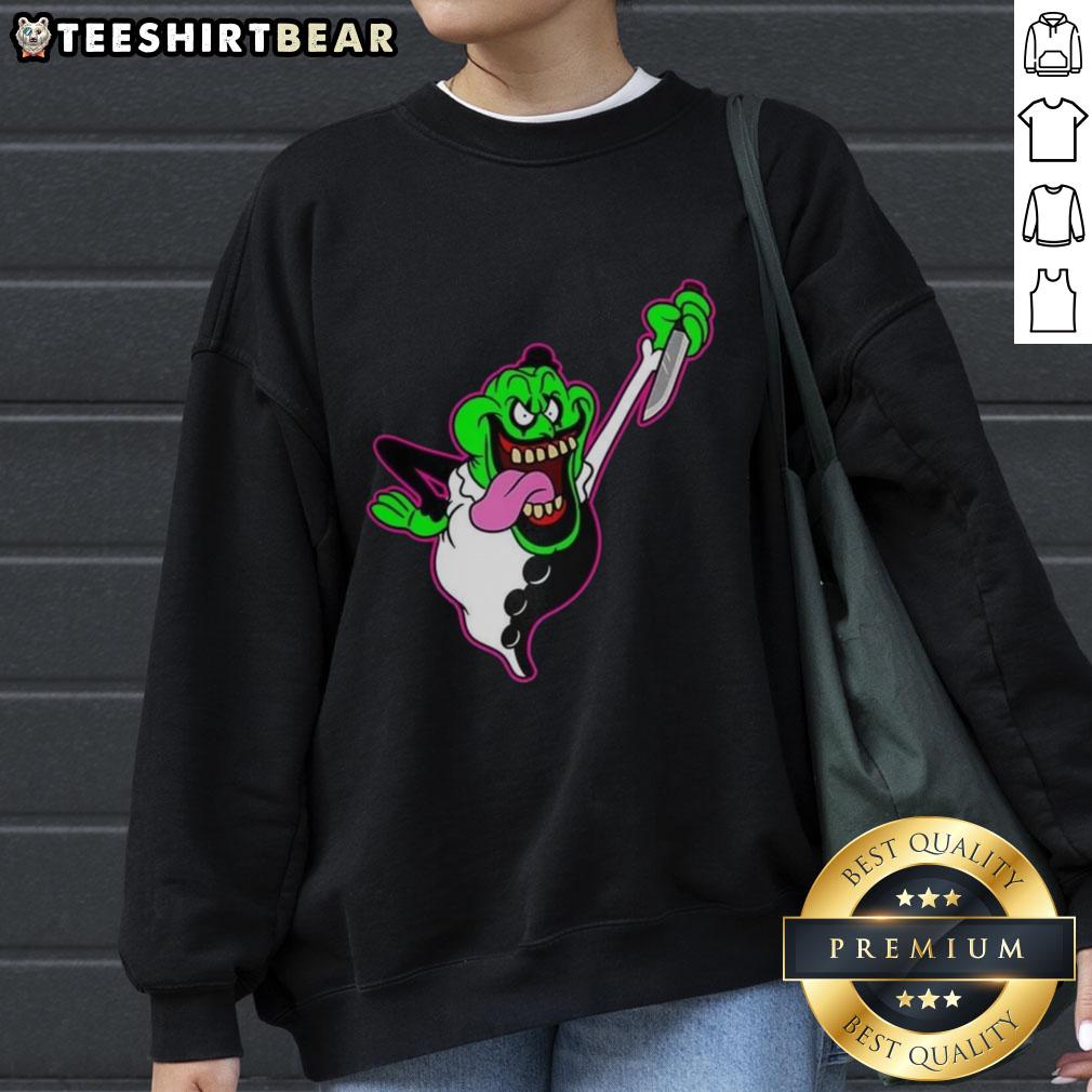 Nice The Real Clownbusters Slimer Ghostbusters Parody Halloween Sweatshirt featuring a spooky ghost design.