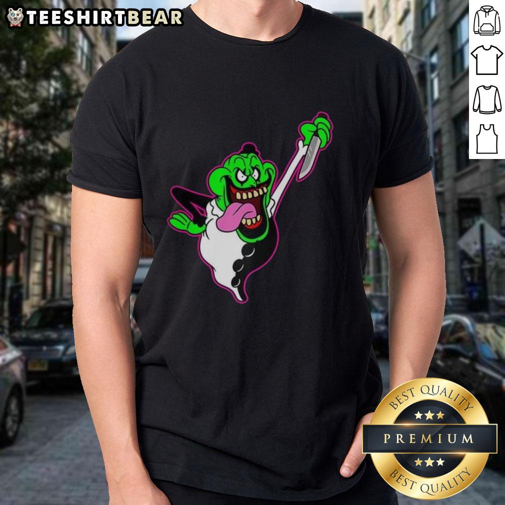 Nice The Real Clownbusters Slimer Ghostbusters Parody Halloween T-Shirt featuring a playful ghost design, perfect for Halloween.
