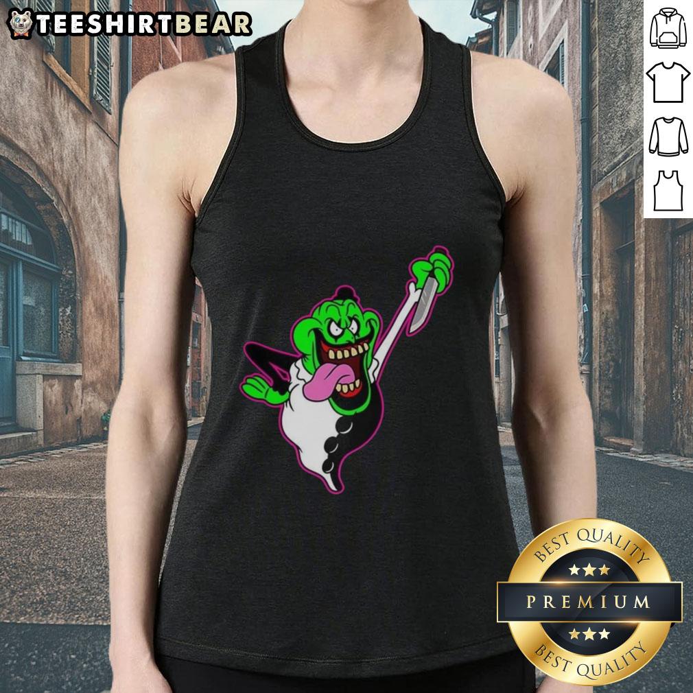 Nice The Real Clownbusters Slimer Ghostbusters Parody Halloween Tank Top featuring a fun ghost design for festive wear.