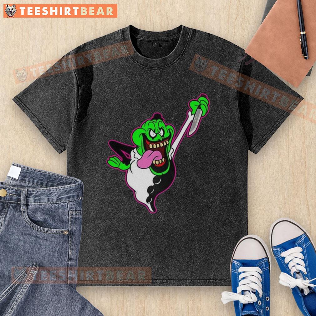 Nice The Real Clownbusters Slimer Ghostbusters Parody Halloween washed t-shirt featuring a playful ghost design.