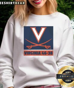 Nice Virginia Cavaliers Football 46-38 logo sweatshirt featuring team colors and design for fans and supporters.