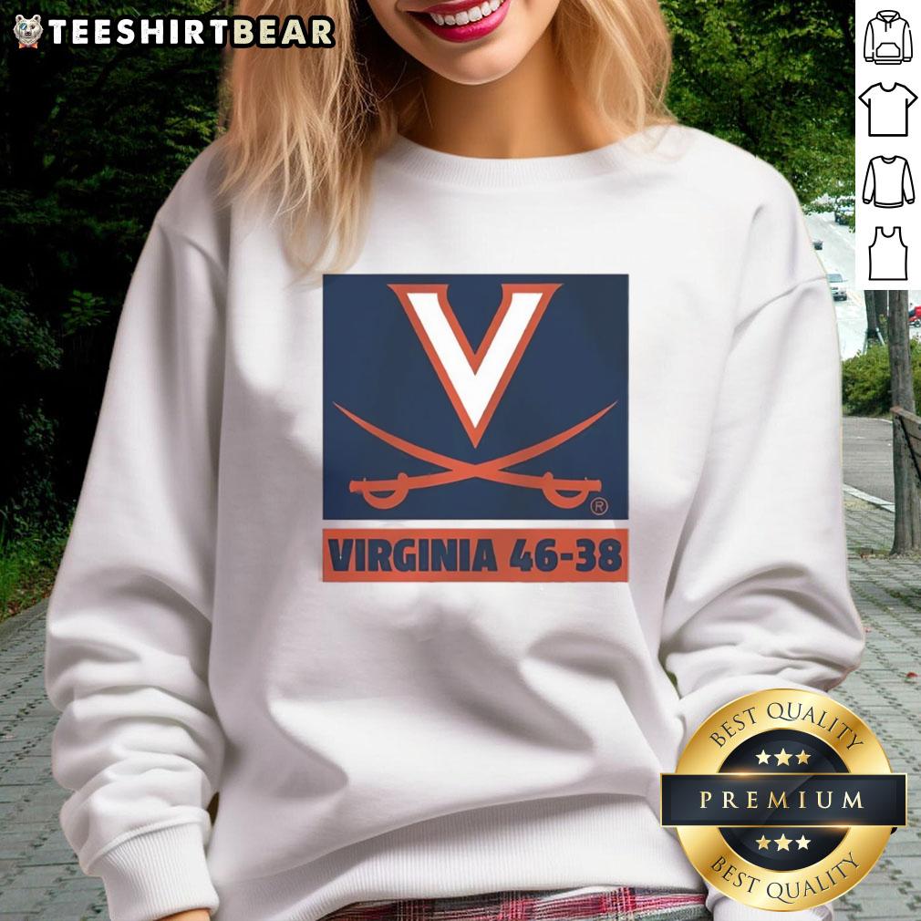 Nice Virginia Cavaliers Football 46-38 logo sweatshirt featuring team colors and design for fans and supporters.