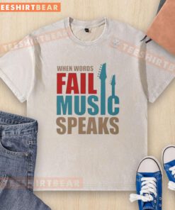 Nice When Words Fail Music Speaks washed t-shirt featuring a stylish design perfect for music lovers and casual wear.