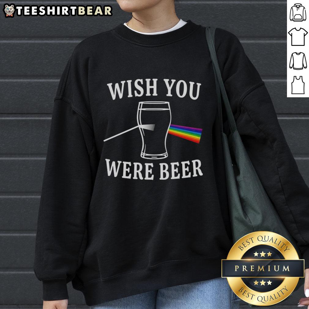 Nice Wish You Were Beer Dark Side of the Moon sweatshirt featuring light scattering design on a cozy fabric.